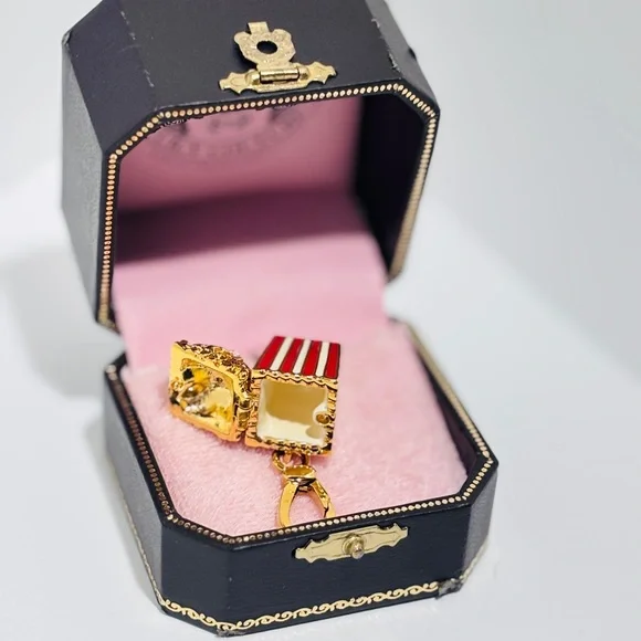 Y2K Juicy Couture Gold and Red Popcorn Charm Charm
